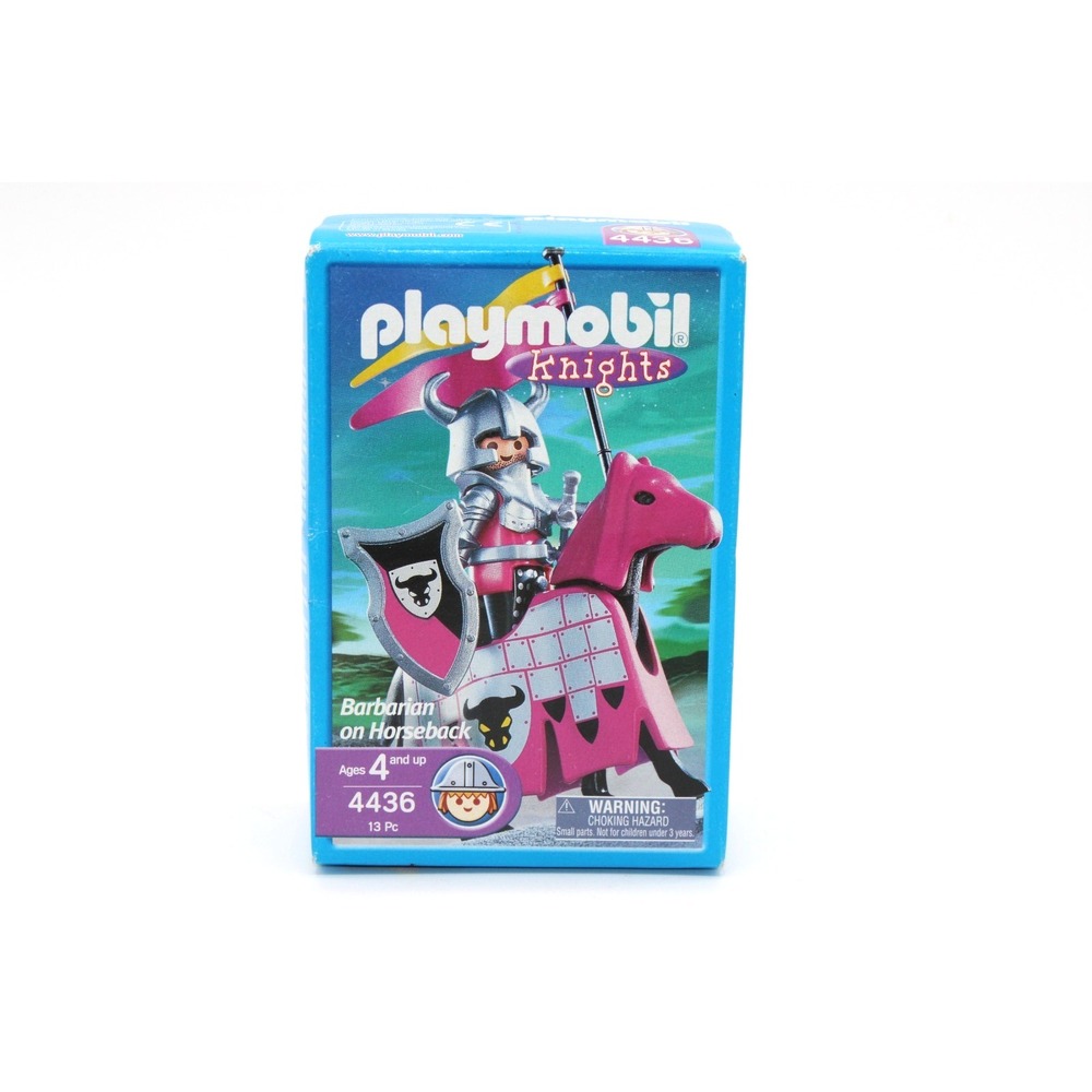 Playmobil Barbarian Knight on Horse 4436 Vintage 2004 SEALED Flag Sword Shield